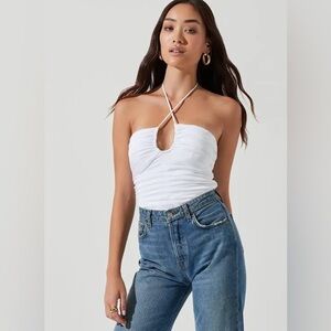 ASTR the label Shayne Ruched Halter Bodysuit
